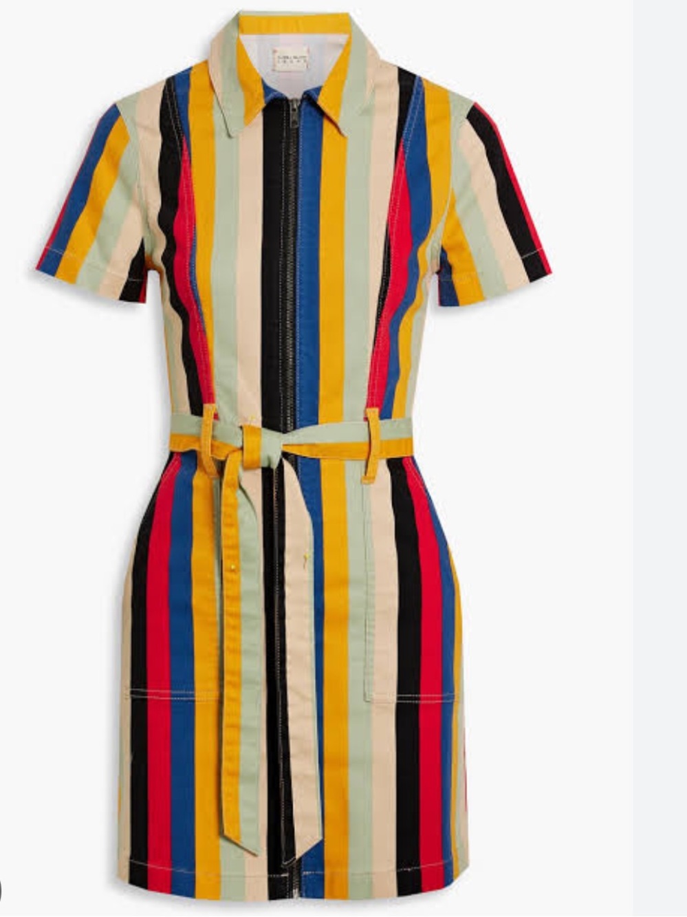 Alice + Olivia Gorgeous Dress Multicolor Stripe Shirt Dress with Belt
